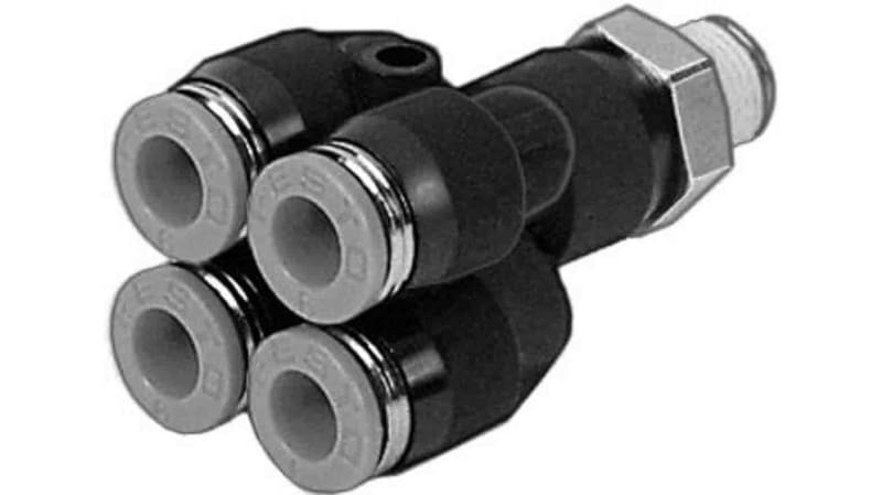 Festo Double Y Threaded-to Tube Adaptor to Push In 4 mm to Push In 4 mm to Push In 4 mm to Push In 4 mm, QSQ Series
