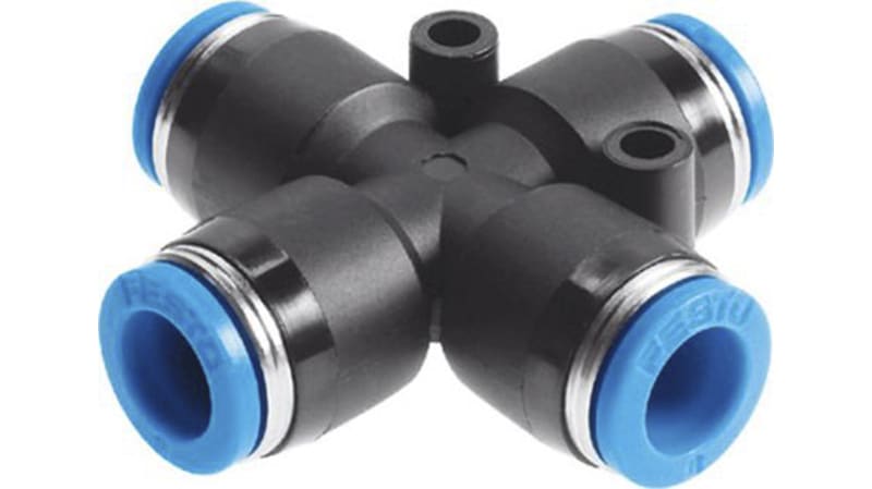 Festo Cross Tube-to-Tube Adaptor to Push In 10 mm to Push In 10 mm to Push In 10 mm to Push In 10 mm, QSX Series