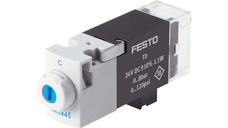 Festo 3/2 Closed, Monostable Pneumatic Solenoid/Pilot-Operated Control Valve - Electrical MHA1 Series