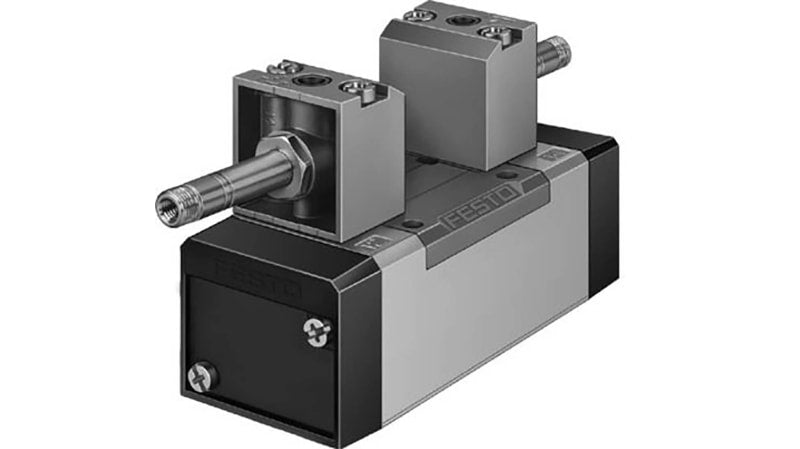 Festo 5/3 Exhausted Pneumatic Solenoid/Pilot-Operated Control Valve - Electrical MFH Series