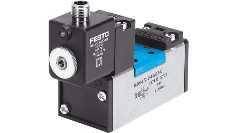 Festo 5/2 Monostable Pneumatic Solenoid/Pilot-Operated Control Valve - Electrical MDH Series