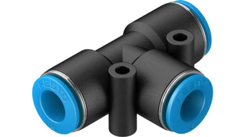 Festo Tee Tube-to-Tube Adaptor to Push In 8 mm to Push In 8 mm, QST-8-50 Series