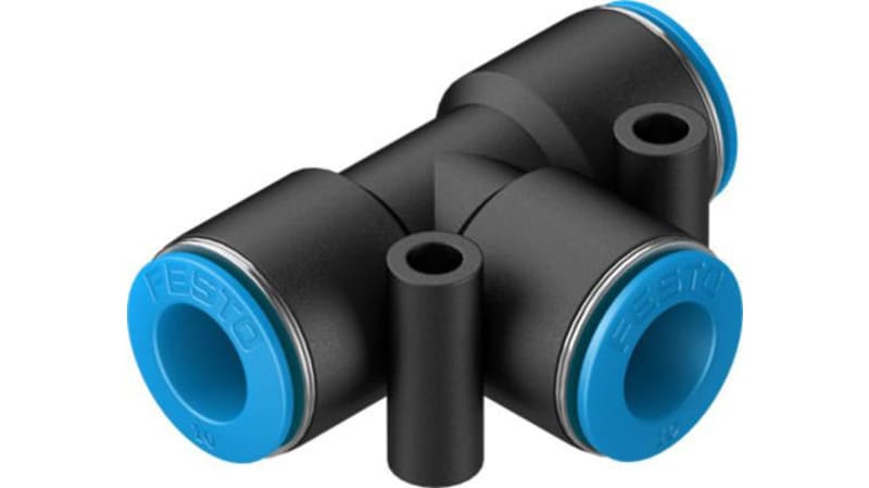Festo Tee Tube-to-Tube Adaptor to Push In 10 mm to Push In 10 mm, QST-10-50 Series