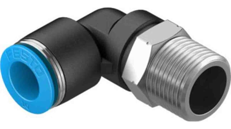 Festo Elbow Threaded Adaptor to R 3/8 Male to Push In 10 mm
