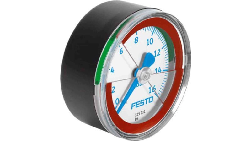 Festo Pneumatic Pressure Gauge 16bar, MA-50-16-R1/4-E-RG