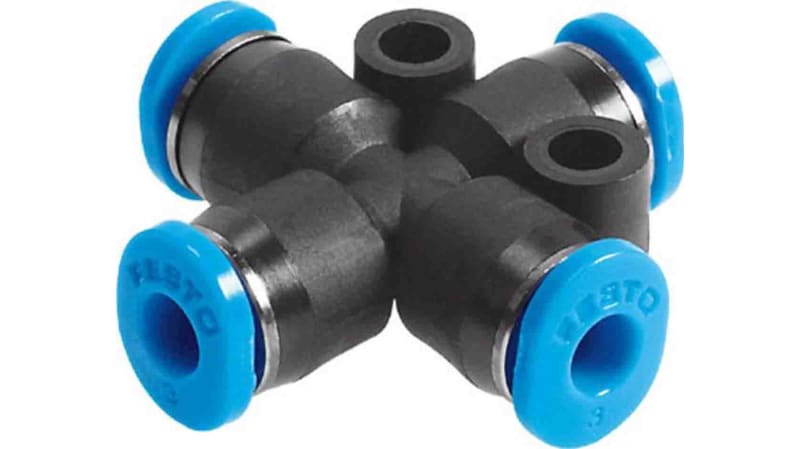 Festo Cross Tube-to-Tube Adaptor to Push In 4 mm to Push In 4 mm to Push In 4 mm to Push In 4 mm, QS Series