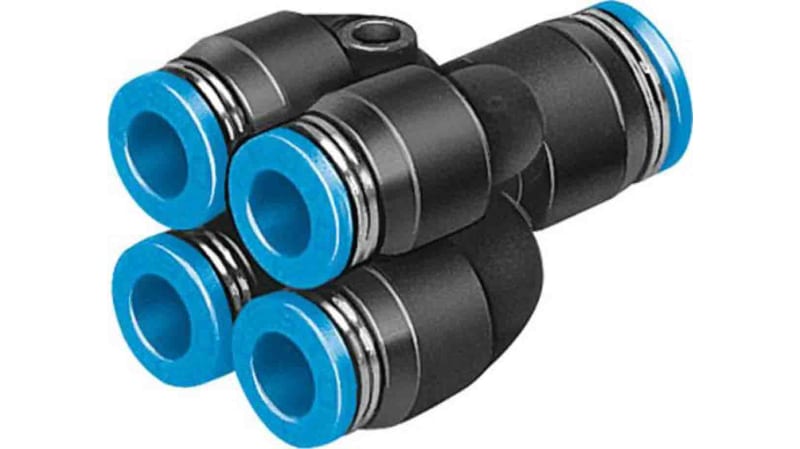 Festo Double Y Tube-to-Tube Adaptor Push In 6 mm to Push In 4 mm to Push In 4 mm to Push In 4 mm to Push In 4 mm, QSQ